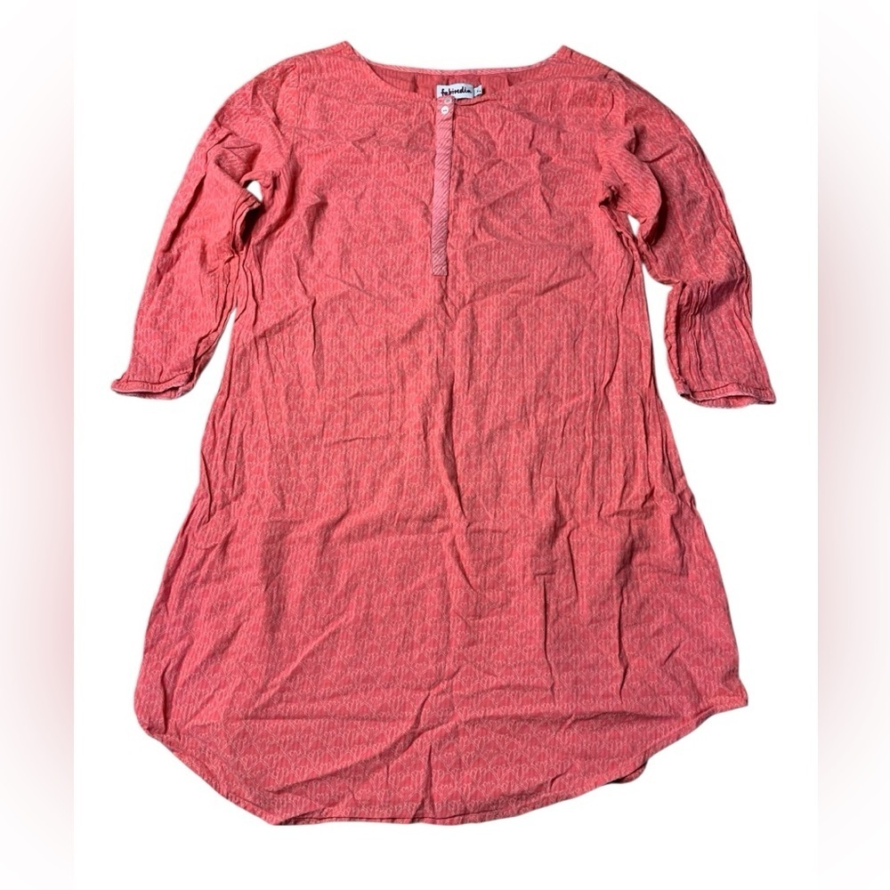 Fabindia Pink Cotton Floral Hand Block Print Tunic Kurti - Size L